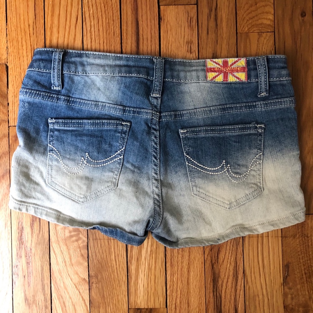 Acid Wash Medium Rise Ripped Jean Shorts - Picture 2 of 2